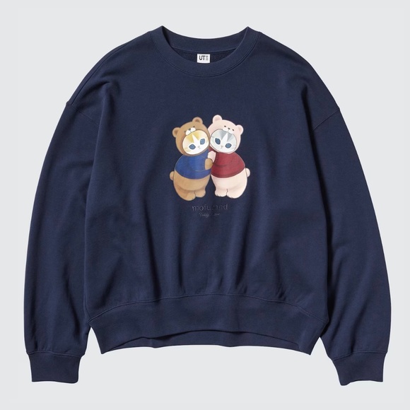 NWT UNIQLO x MOFUSAND - Navy Teddy Meow 🧸 Sweatshirt in S - Picture 3 of 5